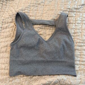 90 Degree By Reflex Ribbed V-Neck Bralette in Gray